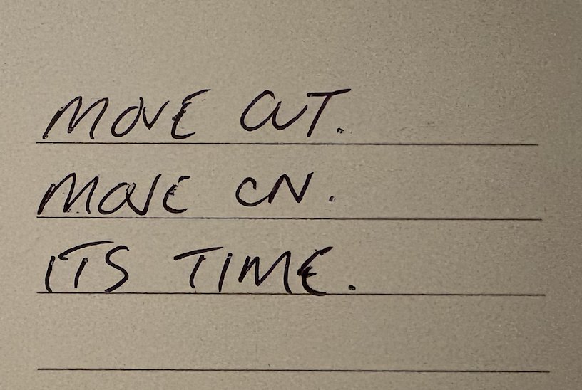 A handwritten note to a future self